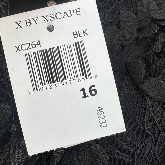 XSCAPE Women's Soutache Lace Long-Sleeve Sheath Dress Black Size 16 Plus NWT - Picture 12 of 12